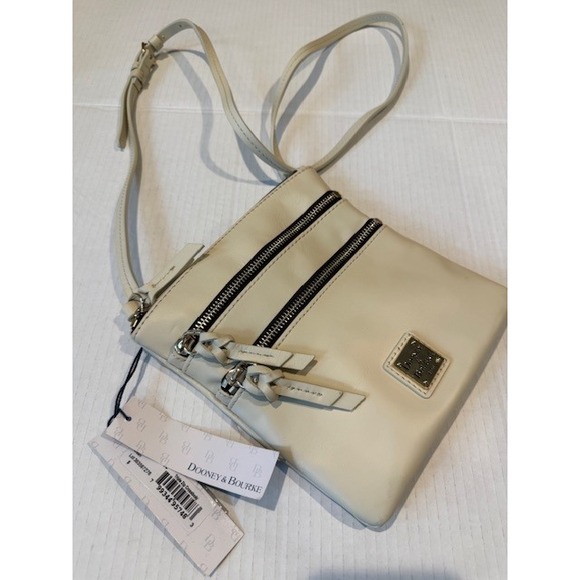 Dooney & Bourke Appolo Crossbody Bag Ivory Leather Small Purse with Dust Bag - Picture 1 of 7